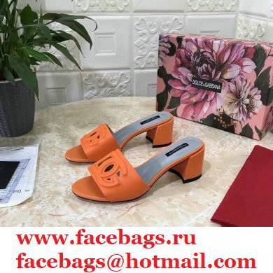 Dolce  &  Gabbana Heel 6.5cm Calfskin Mules Orange With DG Millennials Logo 2021